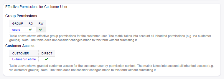 Effective Permissions for Customer User Widget