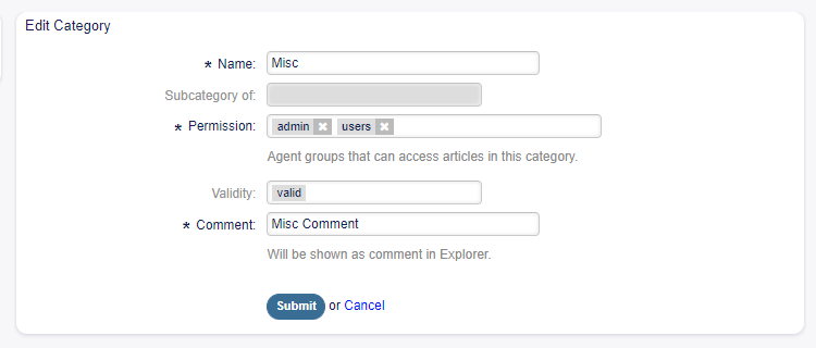 Edit Category Screen
