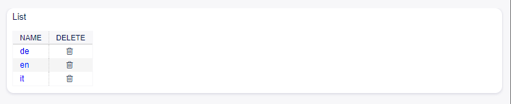 Delete Language Screen