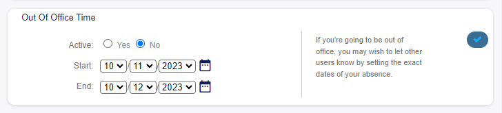 Out Of Office Time Widget