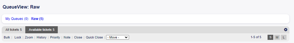 Small Queue View Menu