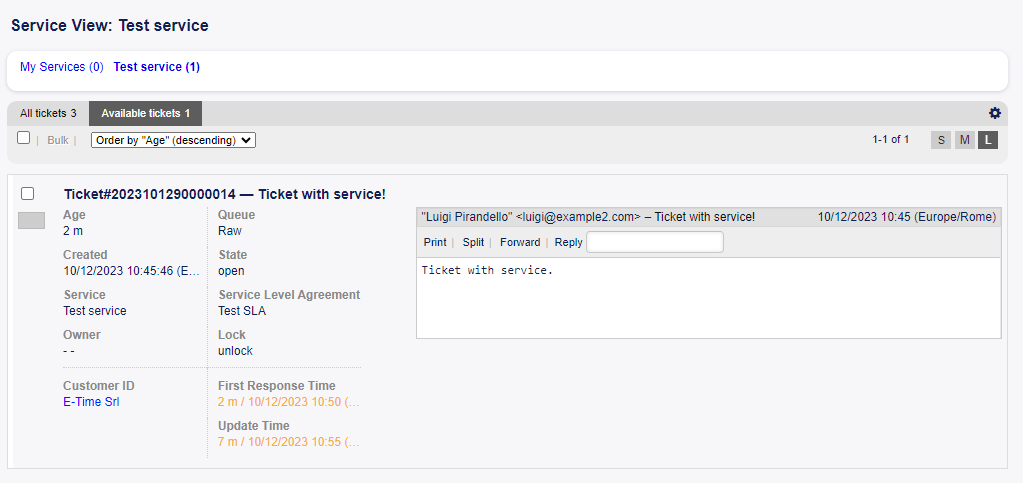 Large Service View Screen