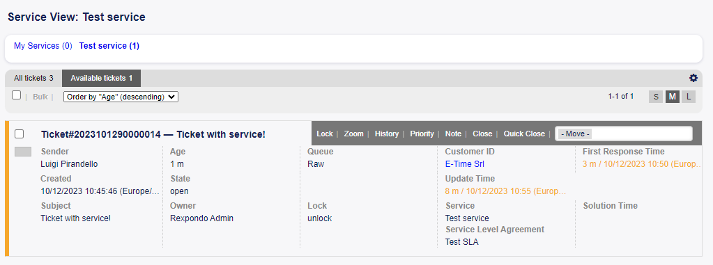Floating Menu of Medium Service View