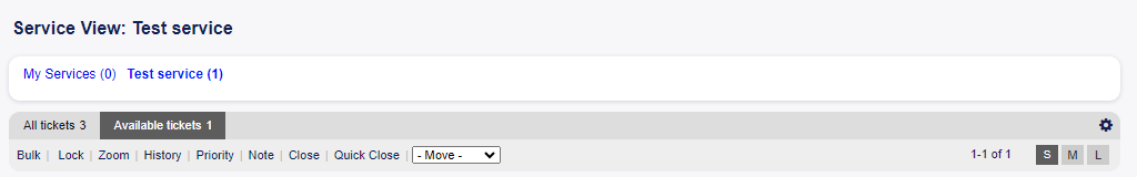 Small Service View Menu