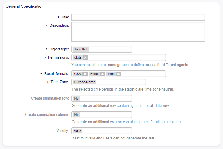 Add General Specification Section