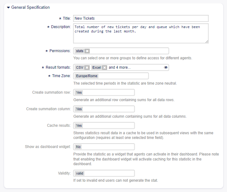 Edit General Specification Section