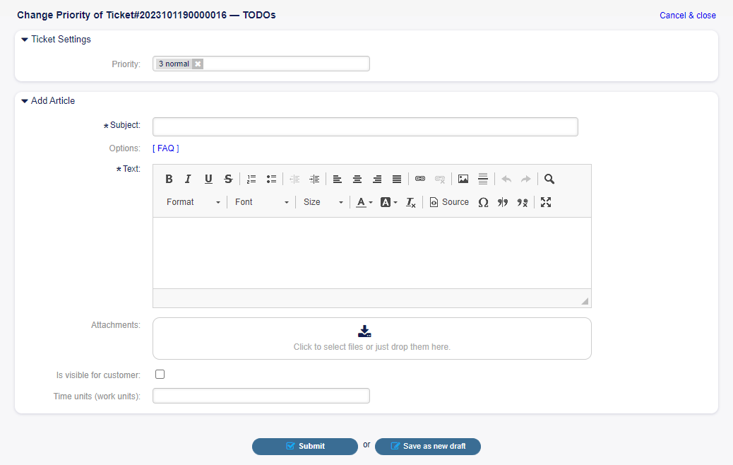 Change Priority Screen
