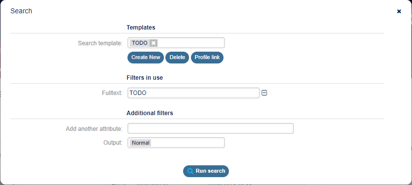 Search Templates Dialog