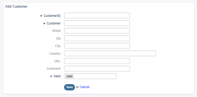 Add Customer Screen