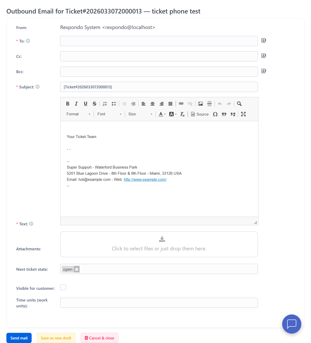 Outbound Email Screen