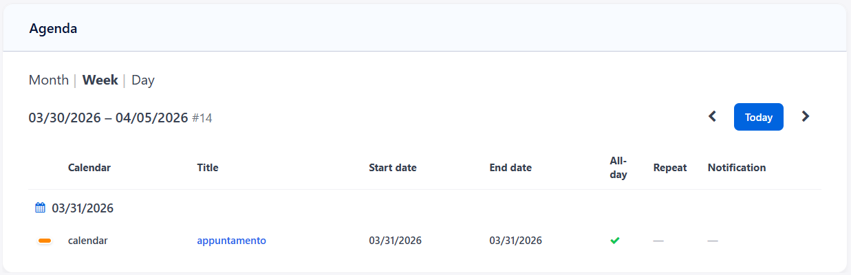 Agenda Overview Screen