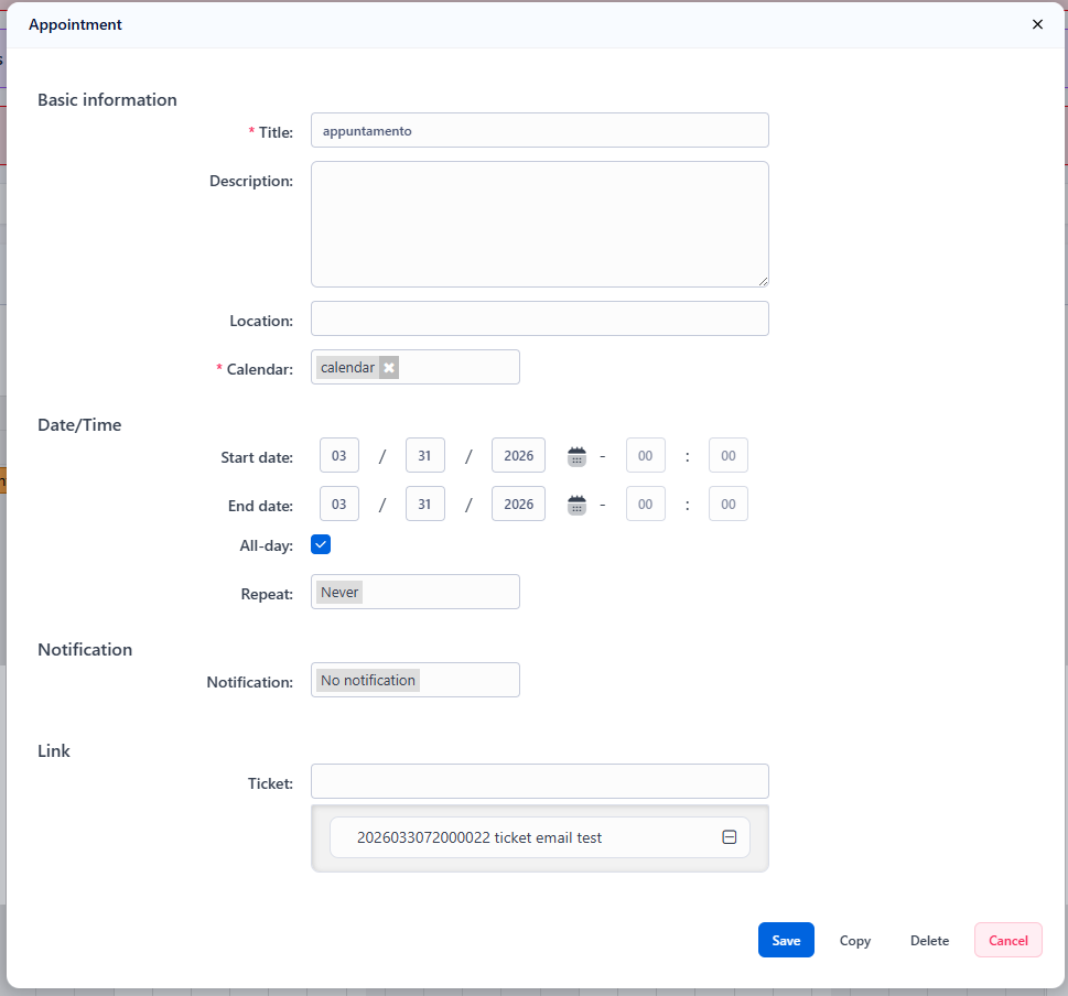 Edit Appointment Dialog