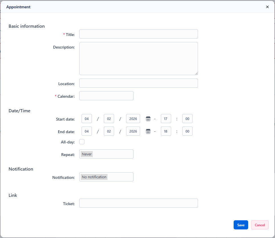 Appointment Dialog
