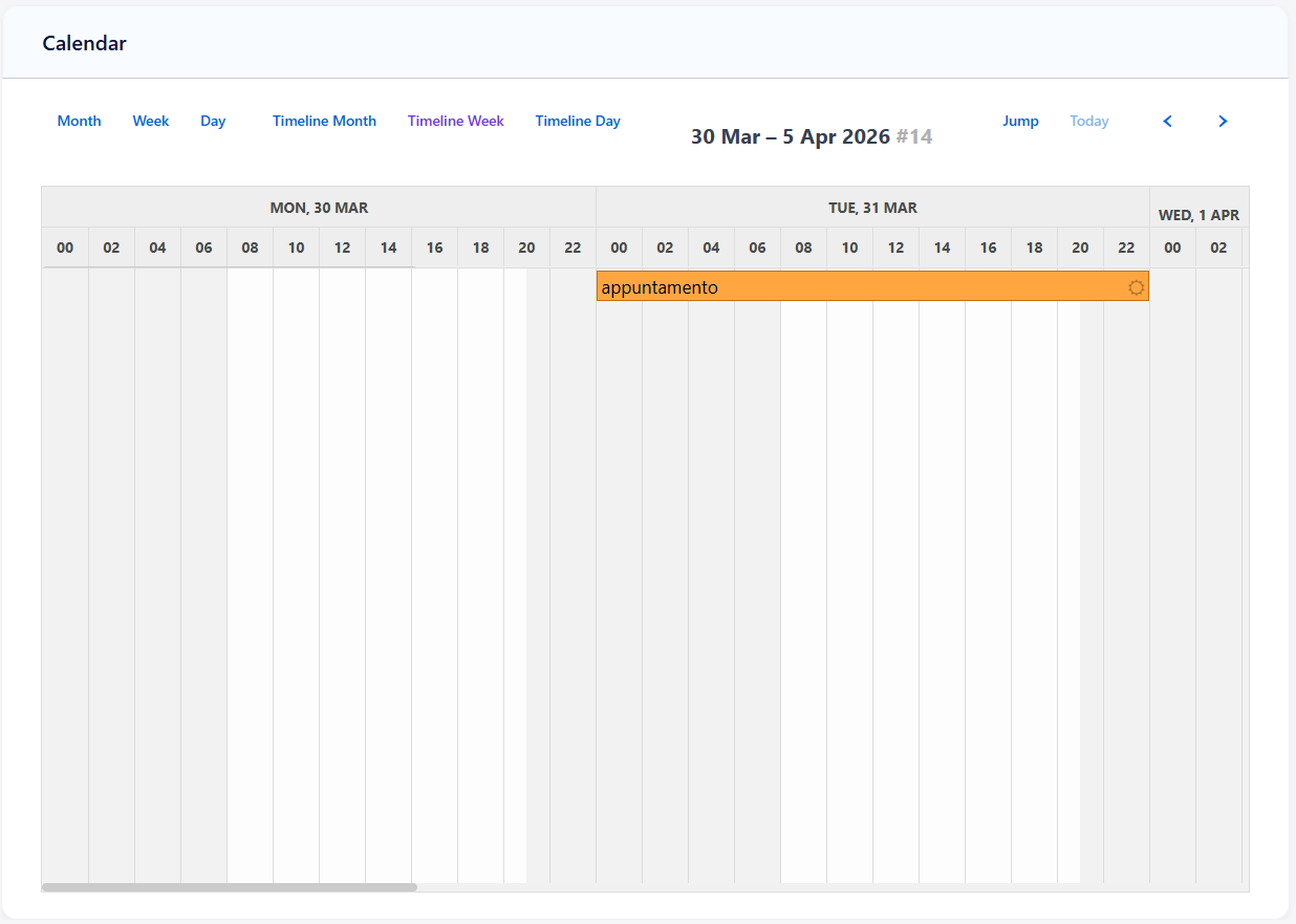 Calendar Overview Screen