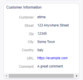 Customer Information Widget