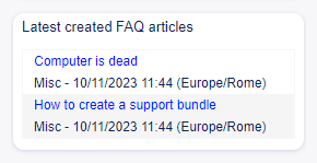 Latest Created FAQ Articles Widget