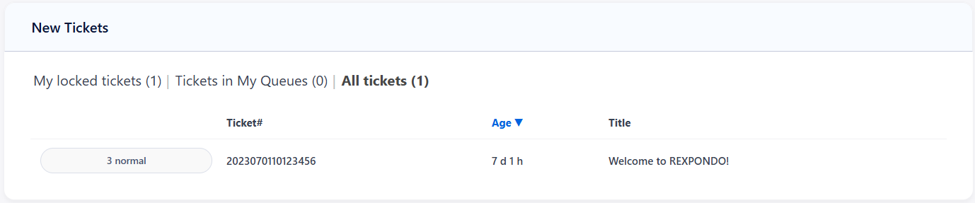 New Tickets Widget