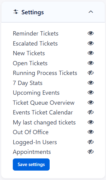 Settings Widget