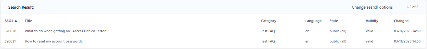 Search Results Screen