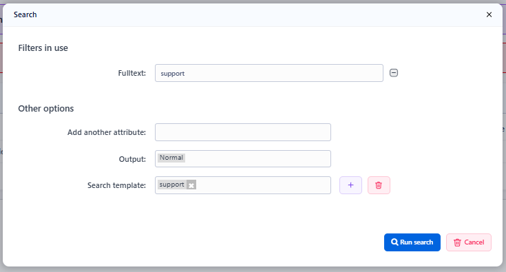Search Templates Dialog