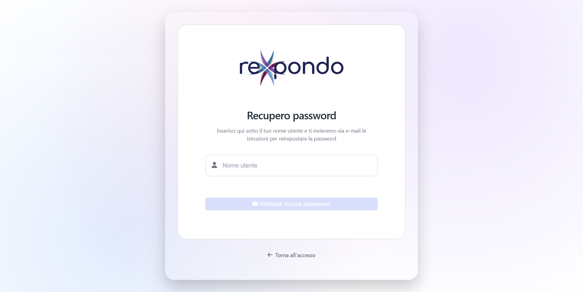 Request New Password Screen