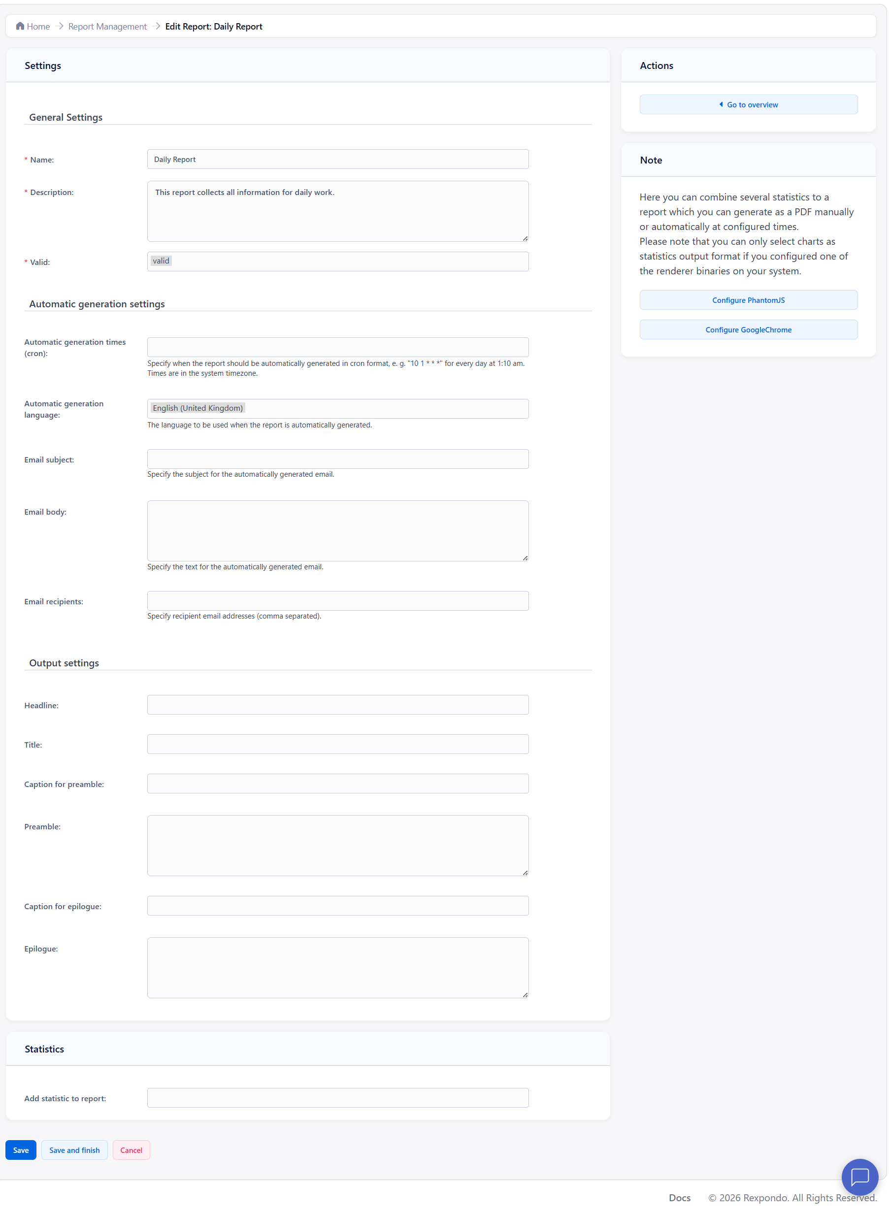 Edit Report Details Screen