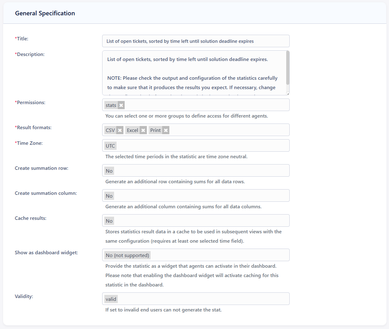 Edit General Specification Section