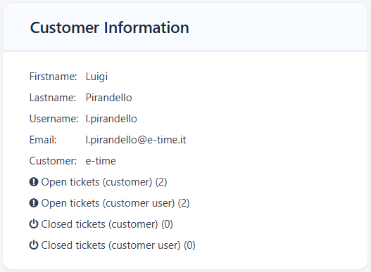 Customer Information Widget