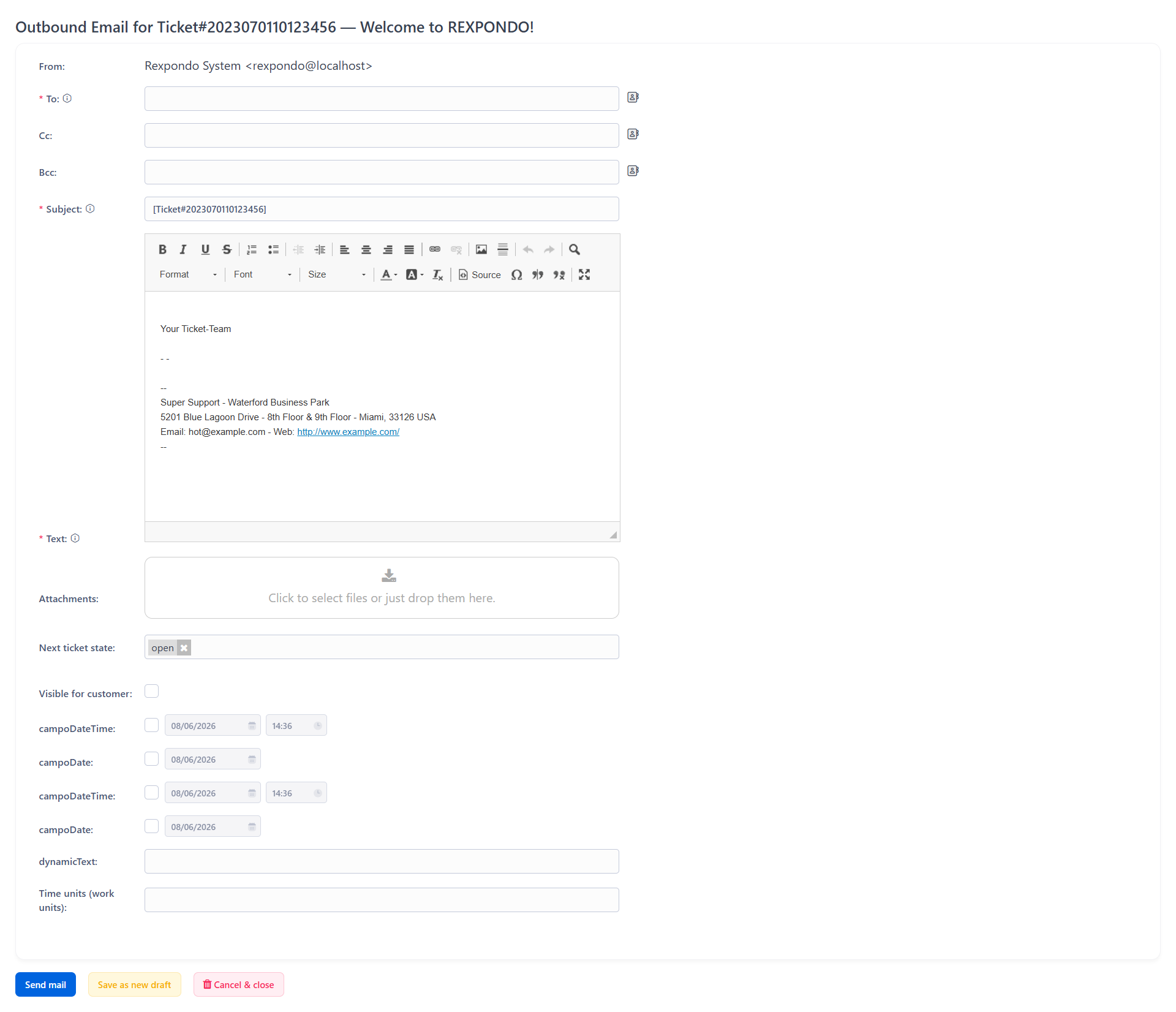 Outbound Email Screen